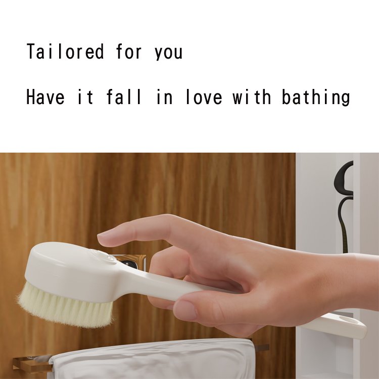 Can add shower gel Custom Logo Long Plastic Handle Bath Shower Brush Soft Body Clean Brush for Exfoliating