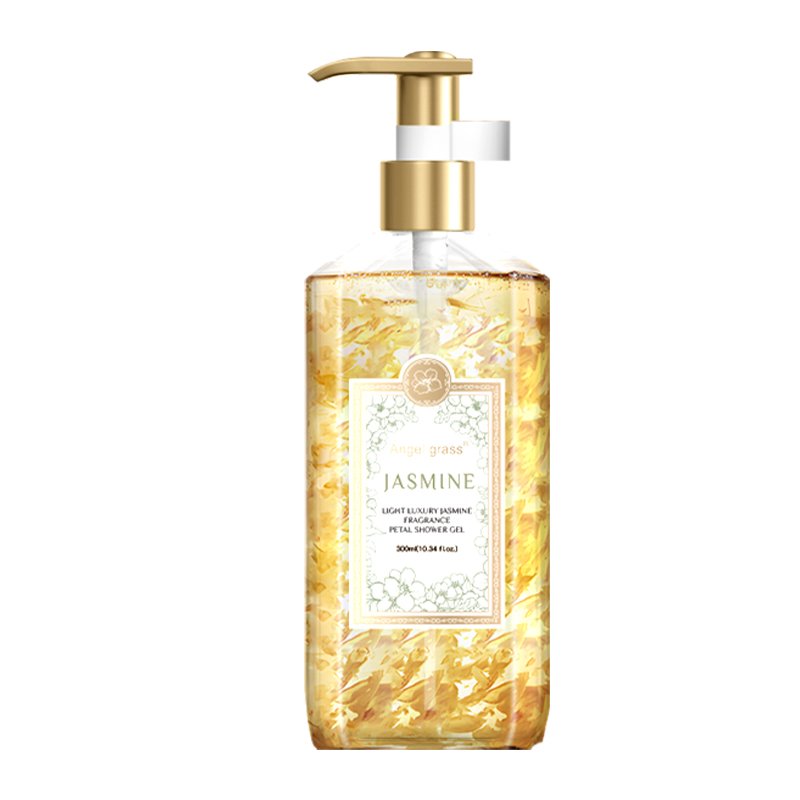 OEM/ODM 300ml deep cleansing dense foam Angel Grass Light Luxury Jasmine Fragrance Petal Shower Gel