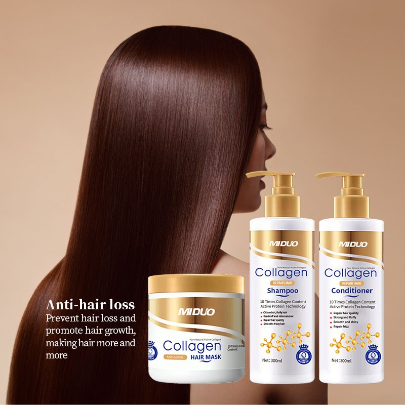 MIDUO Factory OEM Collagen Face Cream Toner Face Milk Body Milk Shower Gel Shampoo Conditioner Hair Masque Collagen Kit Set
