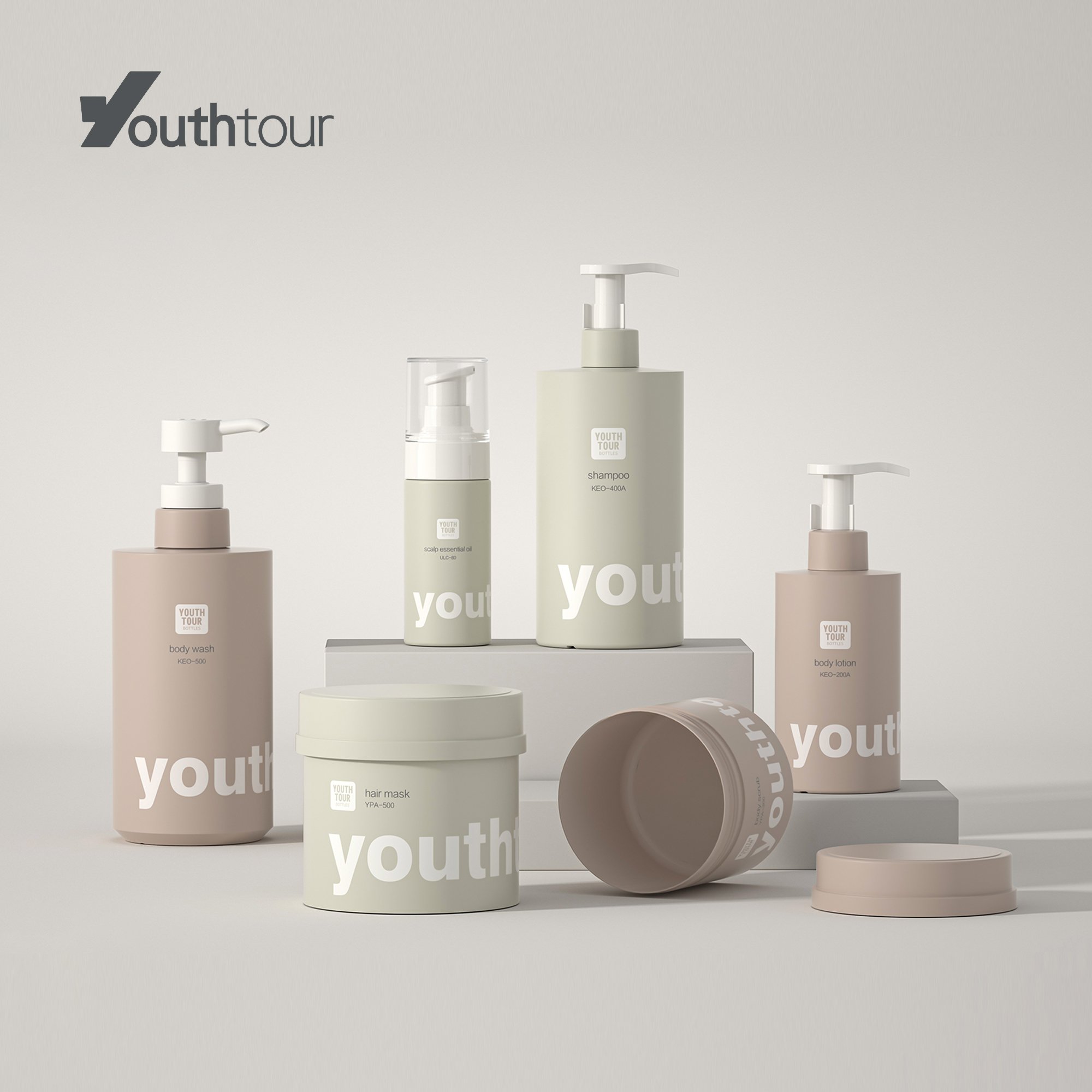 KEO-A Cosmetic plastic bottle 200ml 300ml 500ml with nozzle pump for shampoo conditioner shower gel custom hand wash packaging