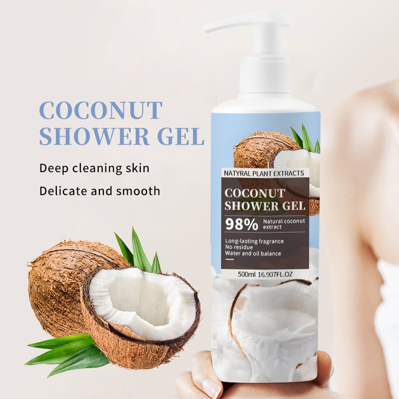 OEM Factory Wholesales Coconut Romantic Aroma Daily Bulk Vegan Shower Gel Natural Brightening Shower