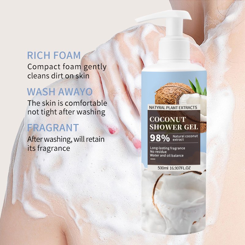 OEM Factory Wholesales Coconut Romantic Aroma Daily Bulk Vegan Shower Gel Natural Brightening Shower