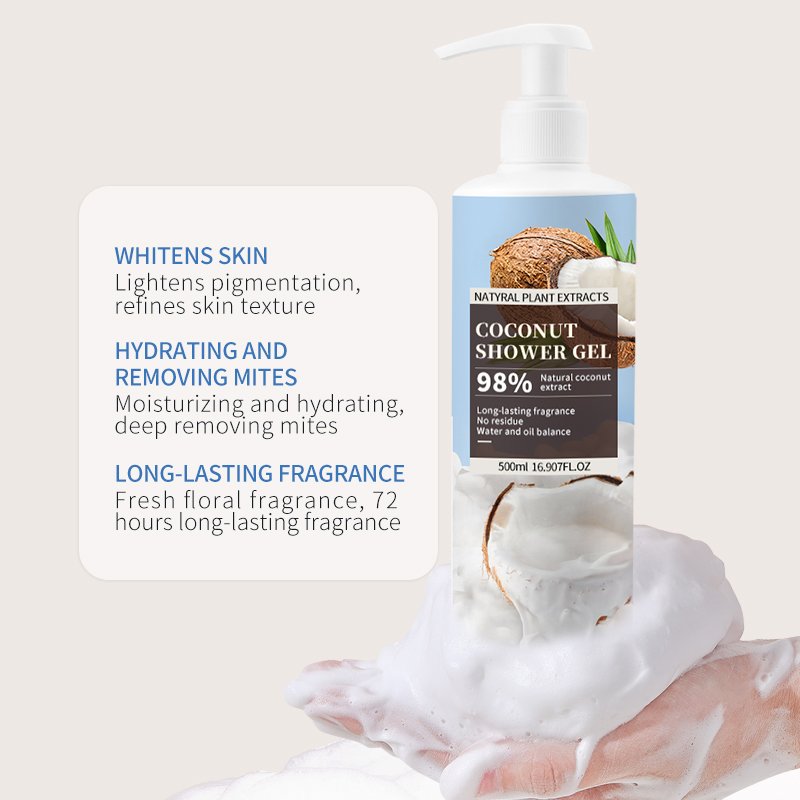 OEM Factory Wholesales Coconut Romantic Aroma Daily Bulk Vegan Shower Gel Natural Brightening Shower