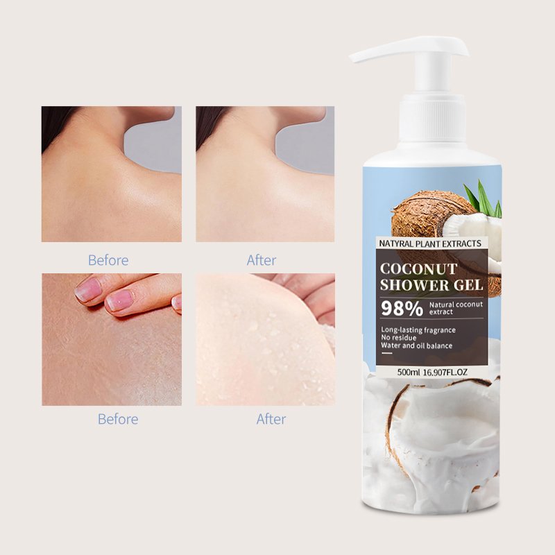 OEM Factory Wholesales Coconut Romantic Aroma Daily Bulk Vegan Shower Gel Natural Brightening Shower