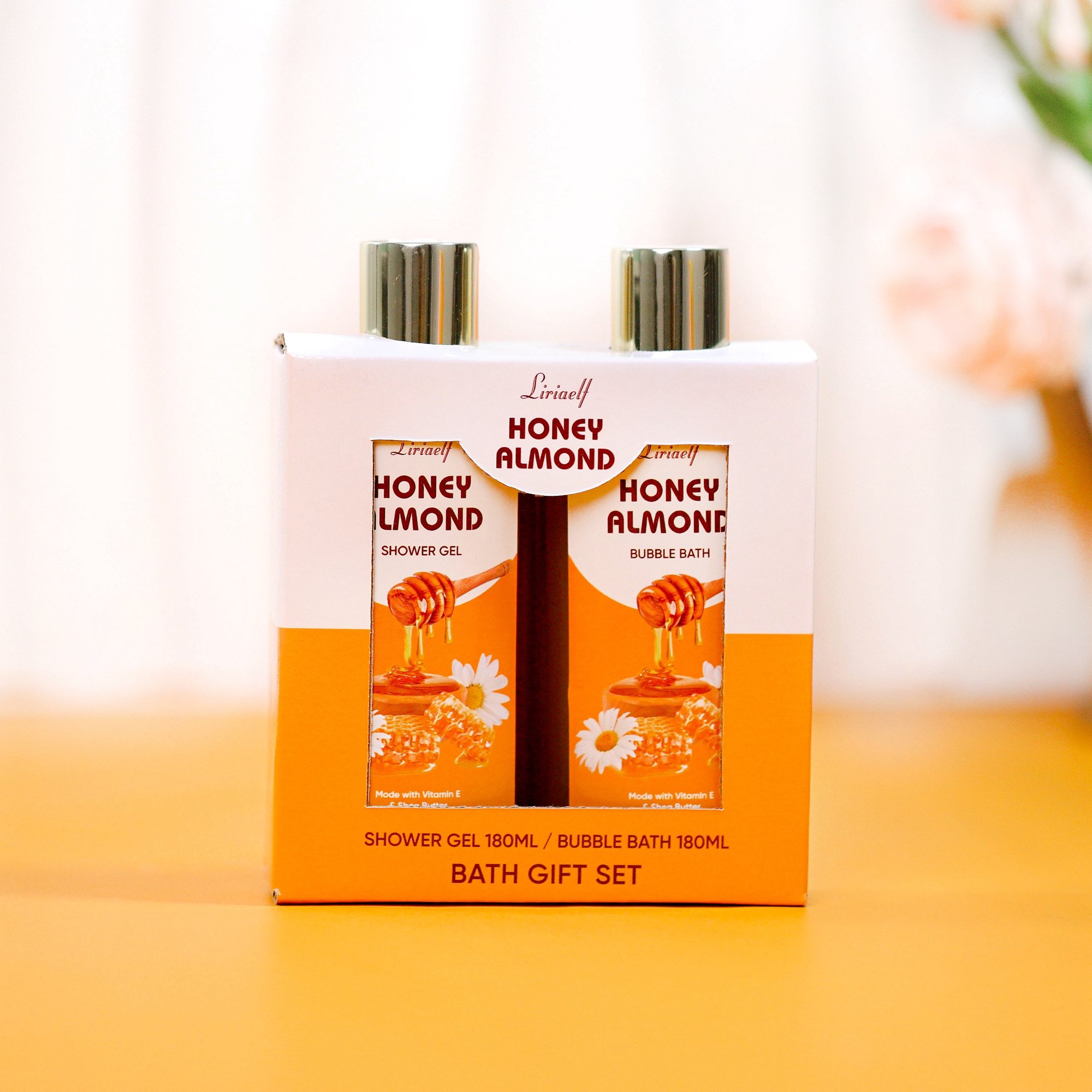 Wholesale 180ml honey almond shower gel bubble bath women spa gift sets for family