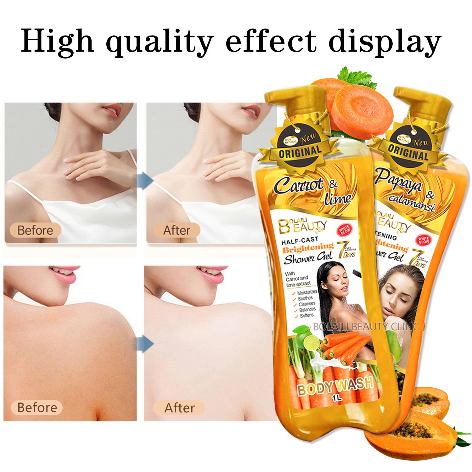DRMEINAIER Good quality Private Label orange extra brightening shower gel 1000ml moisturizing vitamin C & orange shower gel
