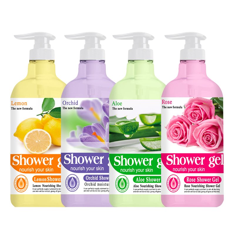 SKIH OEM/ODM 1380ml Anti aging shower gel Moisturizing Fragrance Lemon Orchid Aloe Vera Rose whitening body wash For Unisex