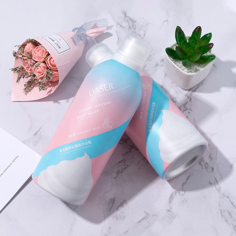 Private Label Organic Amino Acid Coconut Milk Body Wash Rich Bubble Cleaning Moisturizing Soften Skin Foam Mousse Shower Gel