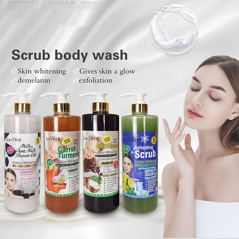 Popular 1000ml scrub bath lotion silky smooth skin foam rich moisturize skin