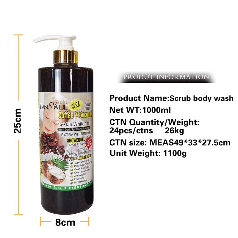 Popular 1000ml scrub bath lotion silky smooth skin foam rich moisturize skin
