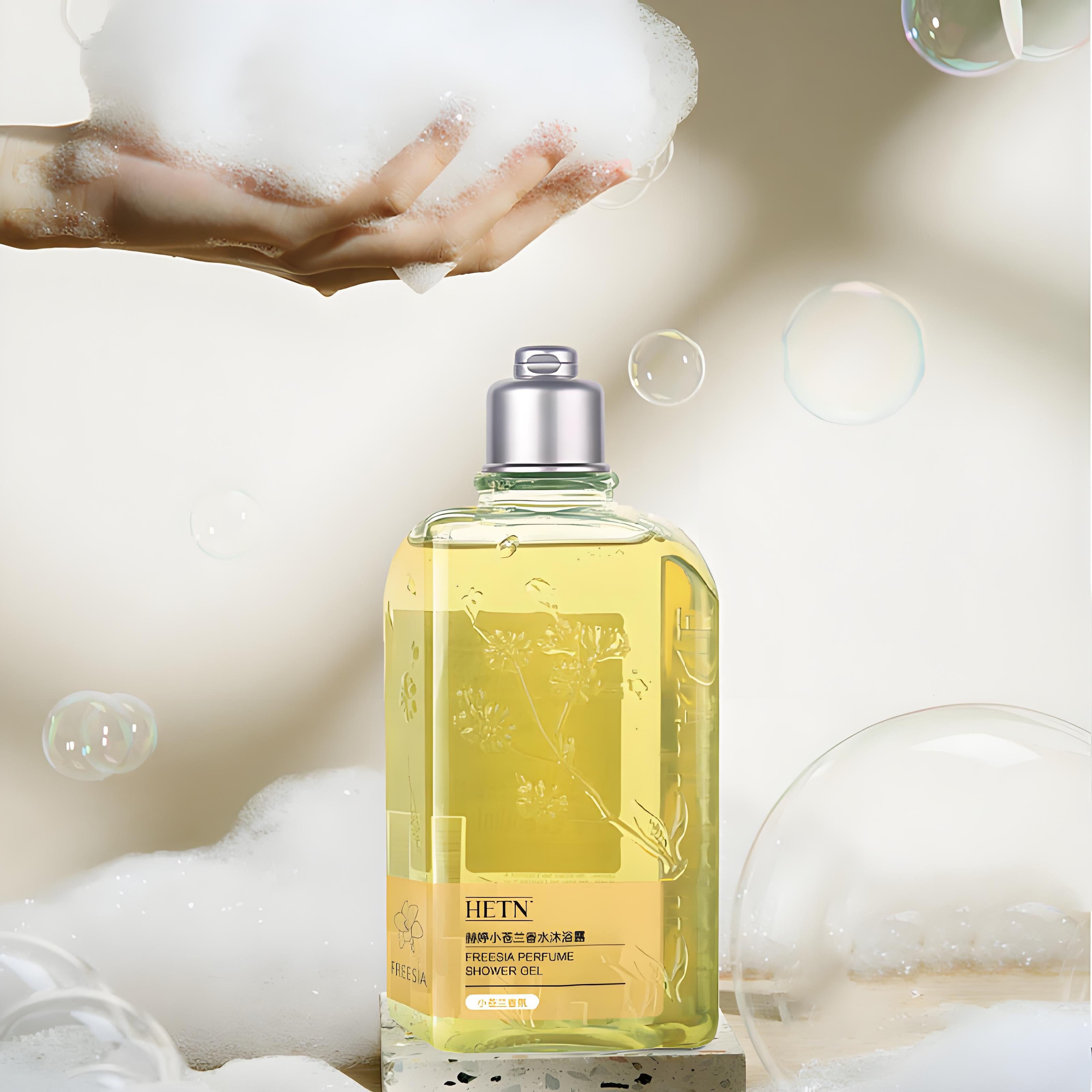 OEM Best Sell 270ml elegant fragrance lasting fragrance Freesia perfume shower gel for deep cleaning skin care products