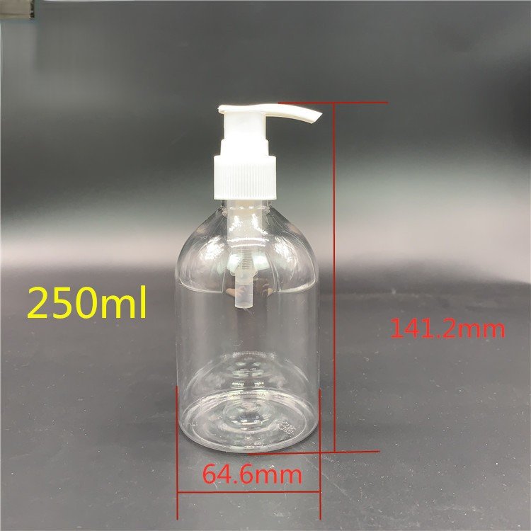 Empty Hand Sanitizer Bottle 250ml Plastic Cosmetic Shampoo Shower Gel Dispenser Transparent Lotion Pump Bottle manufacturer