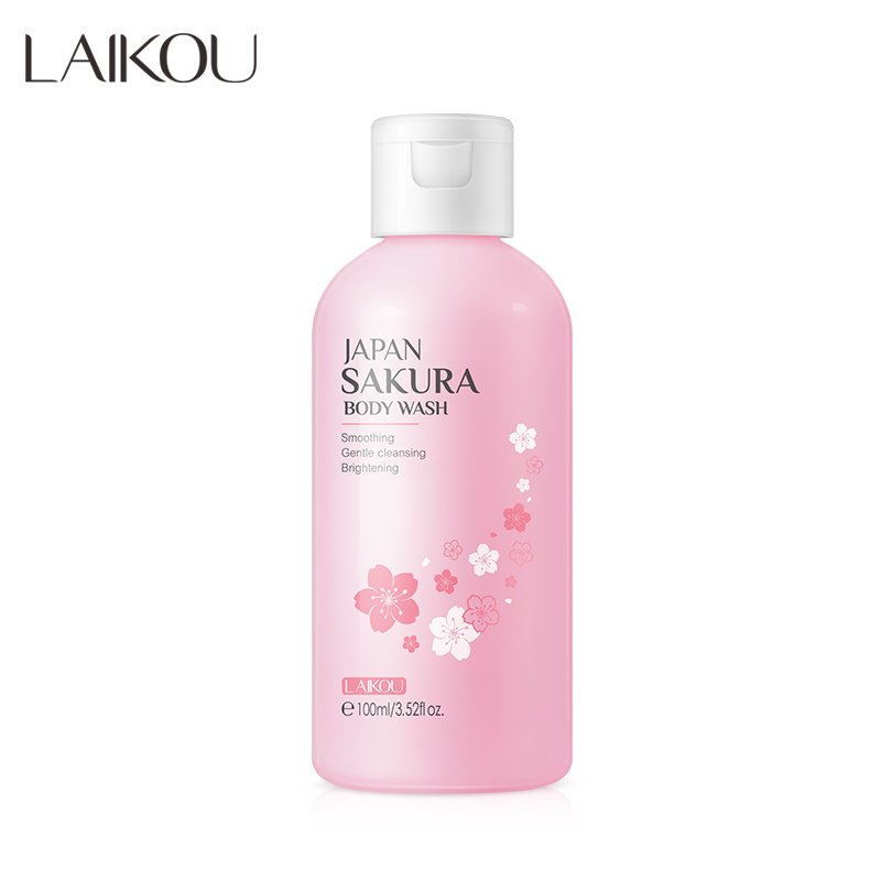 Laikou sakura smoothing gentle cleansing organic body wash liquid soap brightening travel bulk mini shower gel