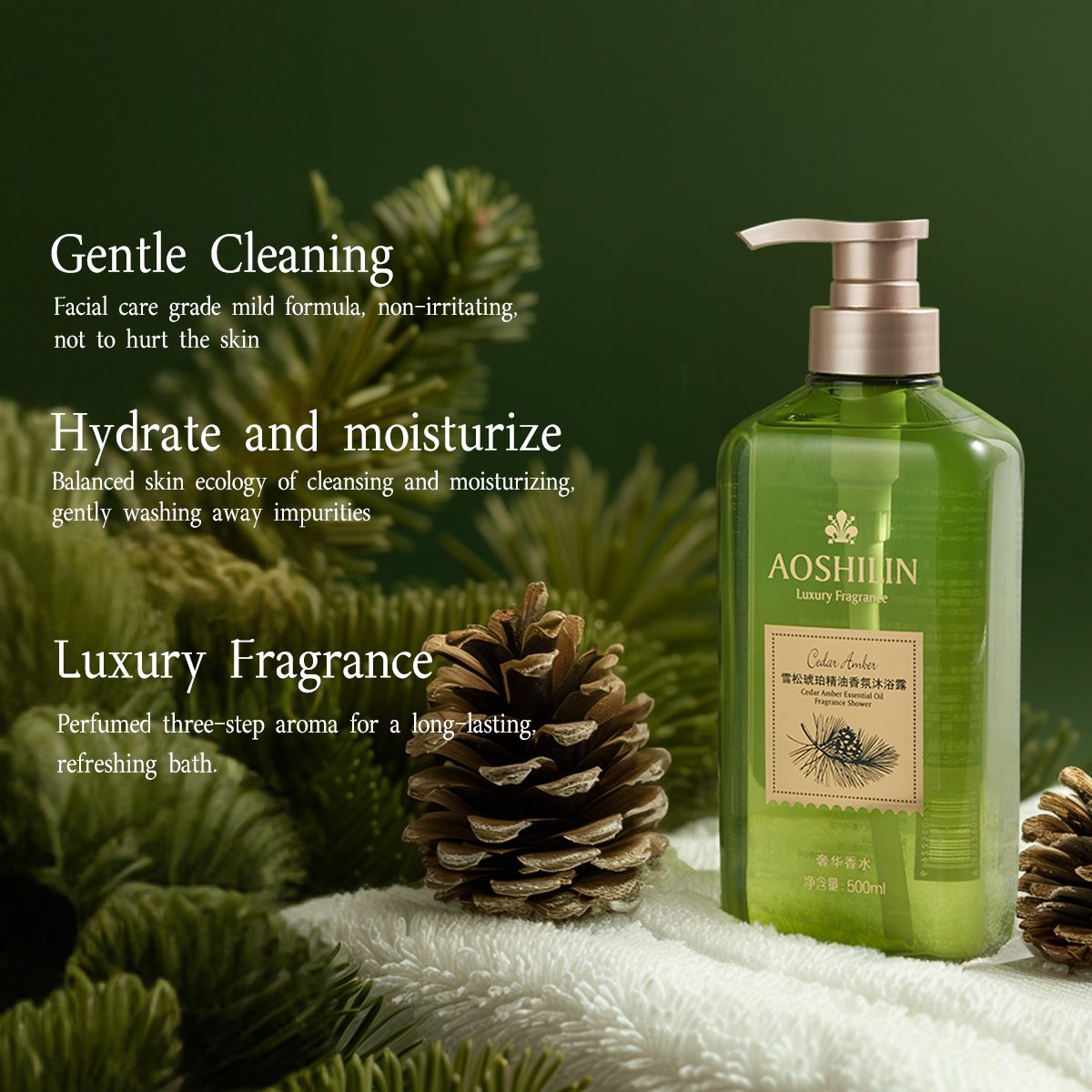 Cedarwood Cedar Wood Tree Essential Oil Fragrance Body Wash Rejuvenating Relaxing Your Skin Healthy Spa Bath Shower Gel 500ml