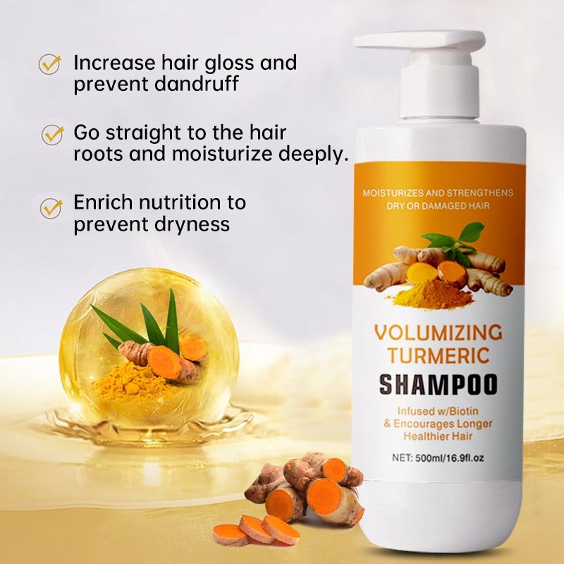 Private brand residue-free turmeric shampoo hair regeneration anti-loss shampoo set hair care hair mask essential oil in stock
