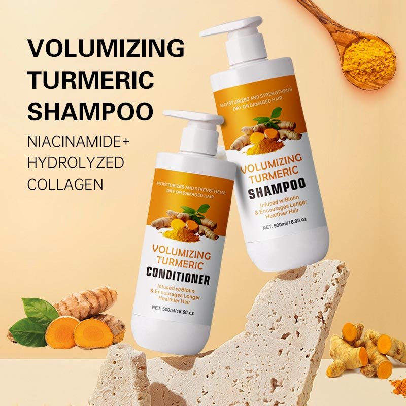 Private brand residue-free turmeric shampoo hair regeneration anti-loss shampoo set hair care hair mask essential oil in stock