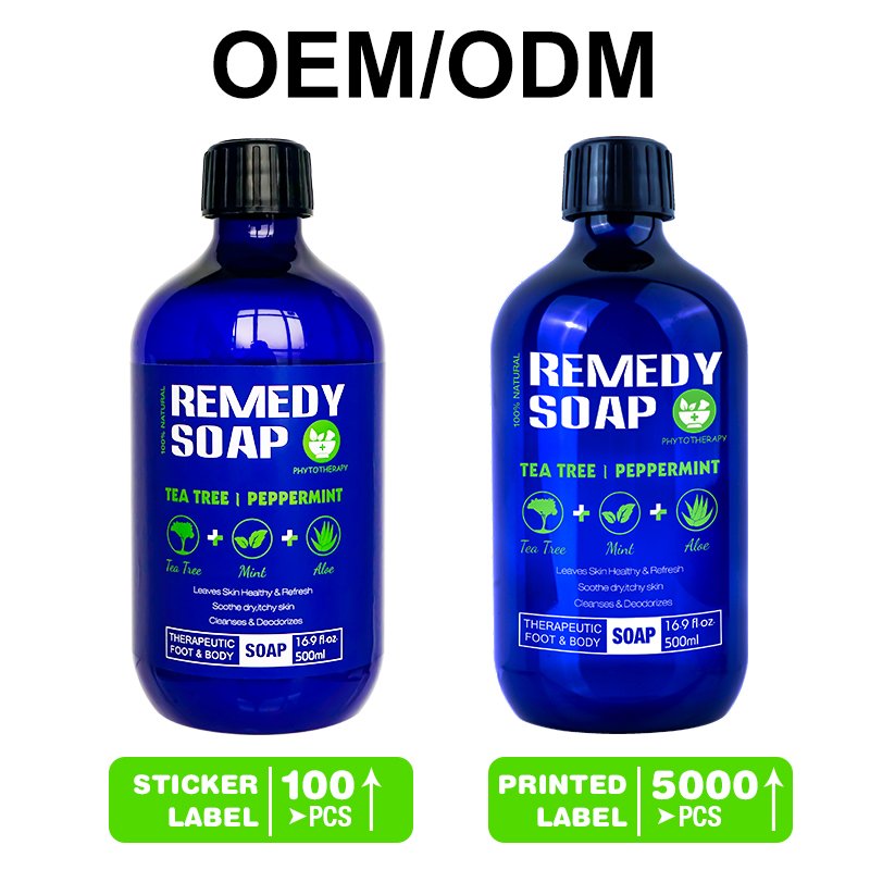 Private Label Natural Organic Body Wash Remedy Soap Rosemary Tea Tree Oil Healing Nourishing Shower Gel For Soothes Liquid Soap