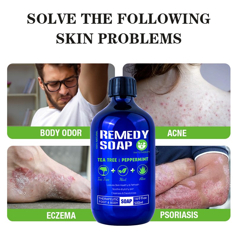 Private Label Natural Organic Body Wash Remedy Soap Rosemary Tea Tree Oil Healing Nourishing Shower Gel For Soothes Liquid Soap