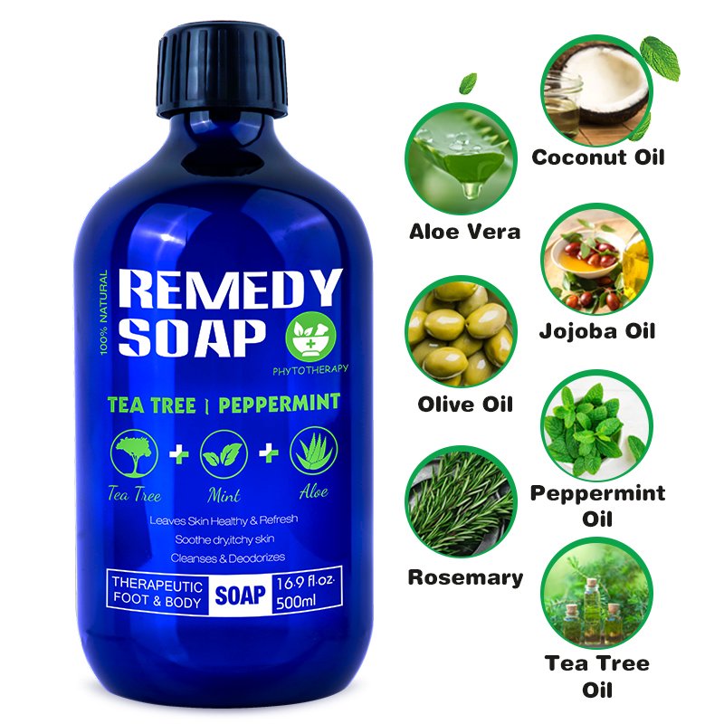 Private Label Natural Organic Body Wash Remedy Soap Rosemary Tea Tree Oil Healing Nourishing Shower Gel For Soothes Liquid Soap