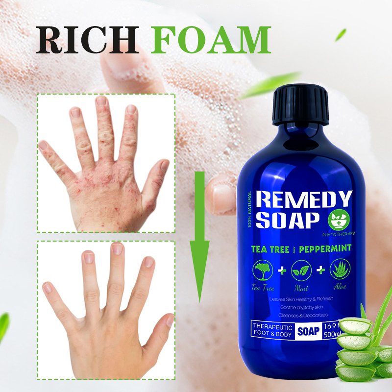 Private Label Natural Organic Body Wash Remedy Soap Rosemary Tea Tree Oil Healing Nourishing Shower Gel For Soothes Liquid Soap