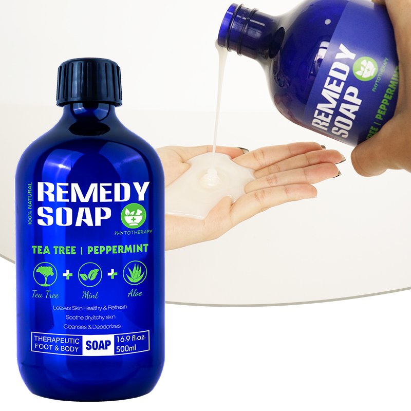 Private Label Natural Organic Body Wash Remedy Soap Rosemary Tea Tree Oil Healing Nourishing Shower Gel For Soothes Liquid Soap
