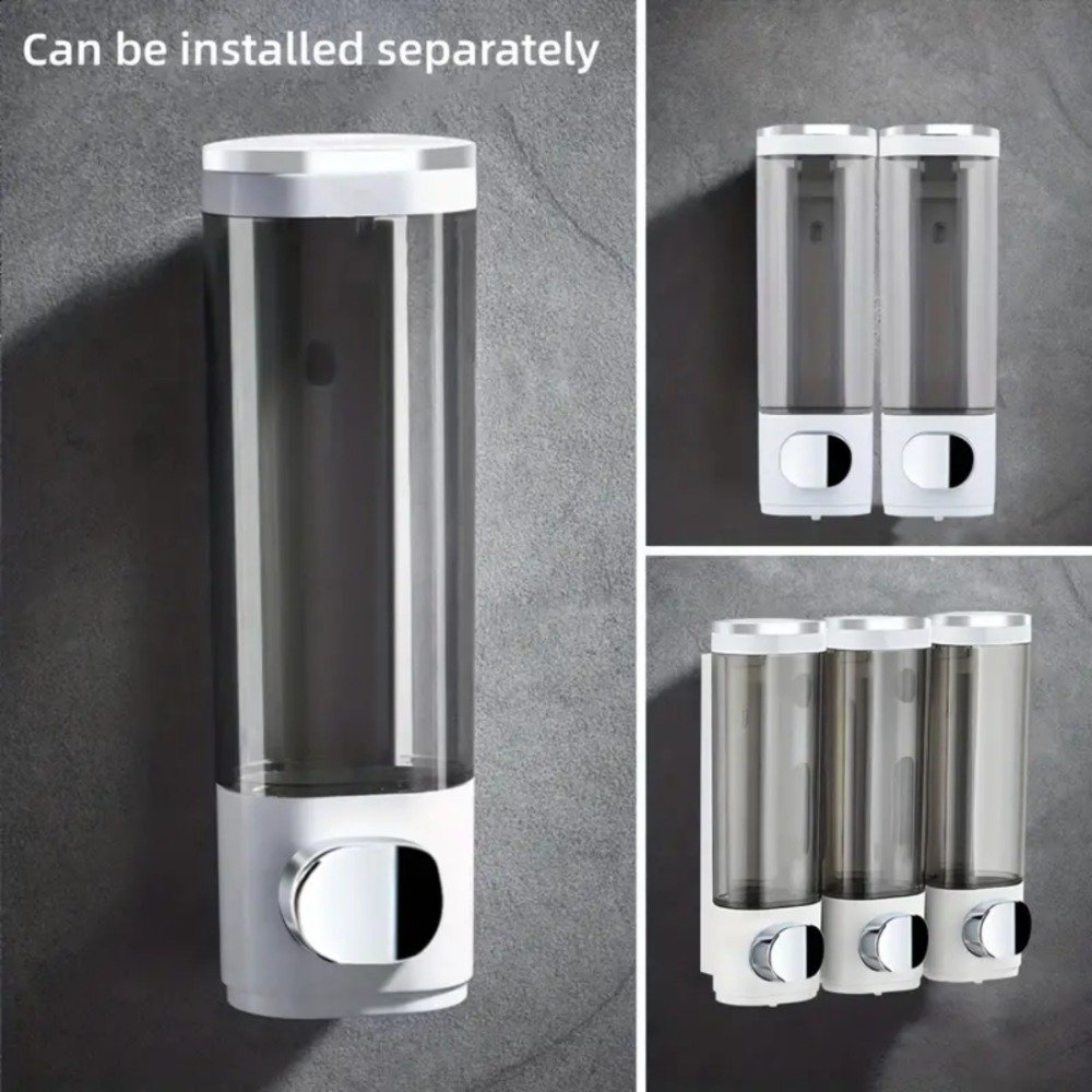 Wall Mounted Soap Dispenser Set - Effortless Hand Press, 300ml Shampoo & Shower Gel Ready, Modern Bathroom Accessories
