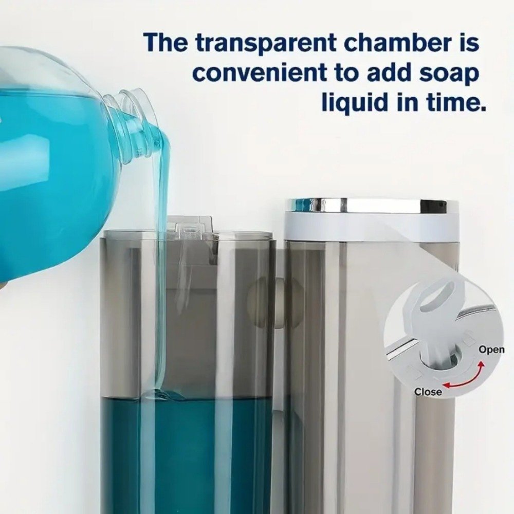 Wall Mounted Soap Dispenser Set - Effortless Hand Press, 300ml Shampoo & Shower Gel Ready, Modern Bathroom Accessories