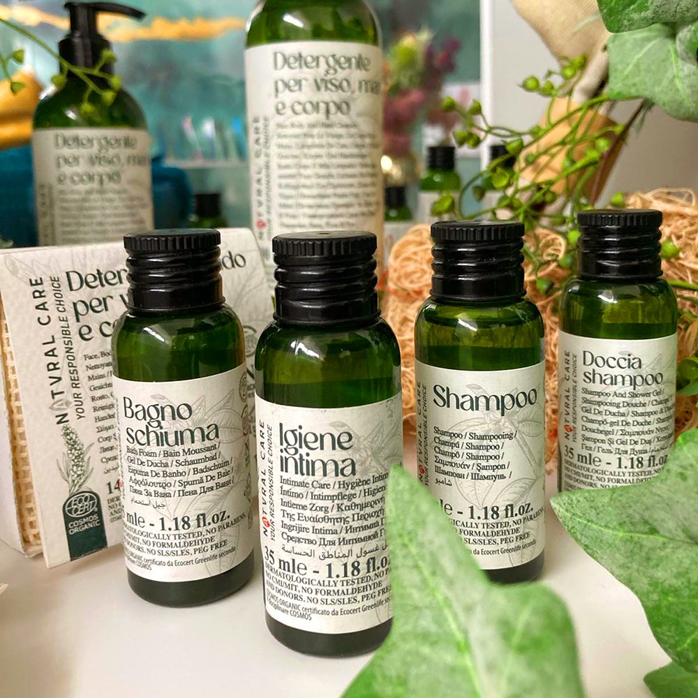 Cosmos Organic Premium Luxury Hotel Essential Oil Made In Italy Amenities Shampoo Shower Gel Natural Care 35ml