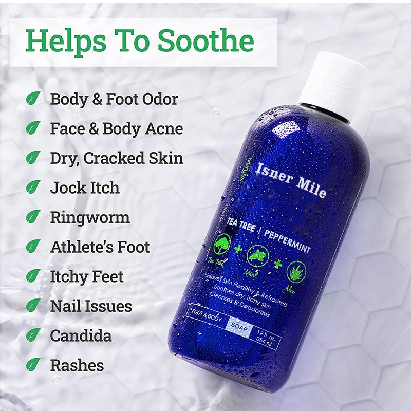 Private Label Tea Tree Body Wash Organic Exfoliating Deep Cleaning Soothes Deodorizes Bodywash Shower Gel Wholesale