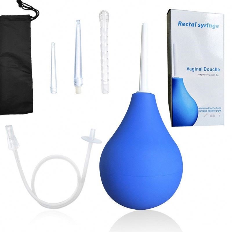 Enema Rectal Shower Cleaning System Enema Anal Cleaning Anal Plug Couple Sex Toy Silicone Gel Blue Ball For Anal Anus Colon