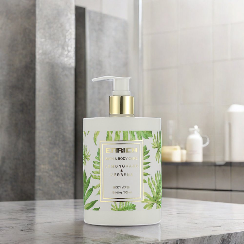 500ml Natural Lemongrass Herbal Body Wash Oil Shower Gel Moisturizing Refreshing for Dry Skin Body Lightening Cleansing