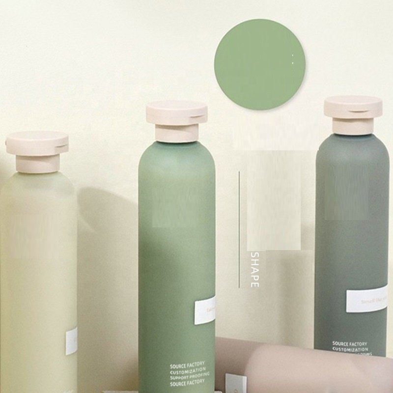 HDPE Packaging Green Plastic Shampoo Bottles Lotion Container Soft Touch Shower Gel Bottle 250ml 260ml 300ml 400ml 500ml