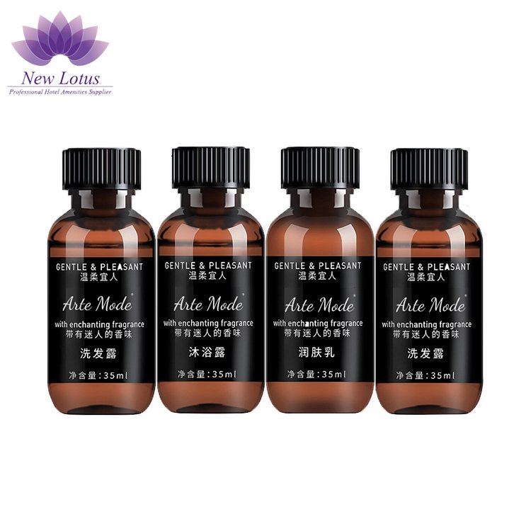 Hot sale hotel/airline supplies mini shampoos conditioner shower gel in bottle packaging