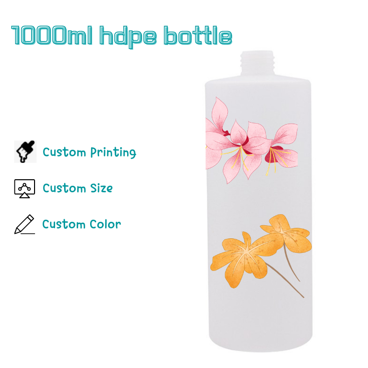Large Capacity 1000ml Cylinder Liquid hdpe Plastic Bottle For Oil Lube Shower Gel Cleanser