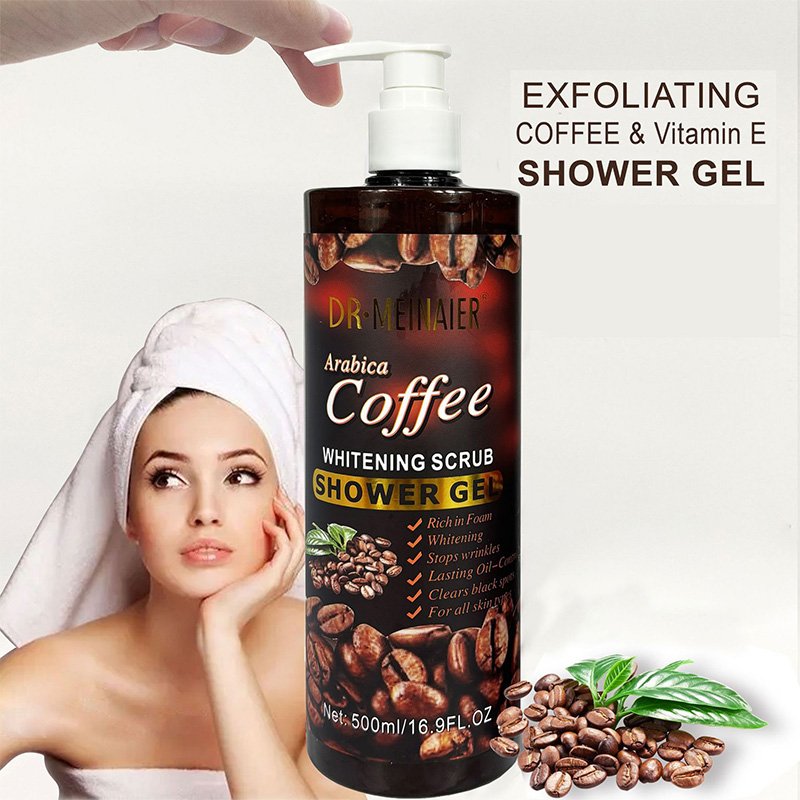 Organic Herbal Whitening Coffee Shower Gel 500ml Deep Cleansing Antioxidant Body Wash For Women Men