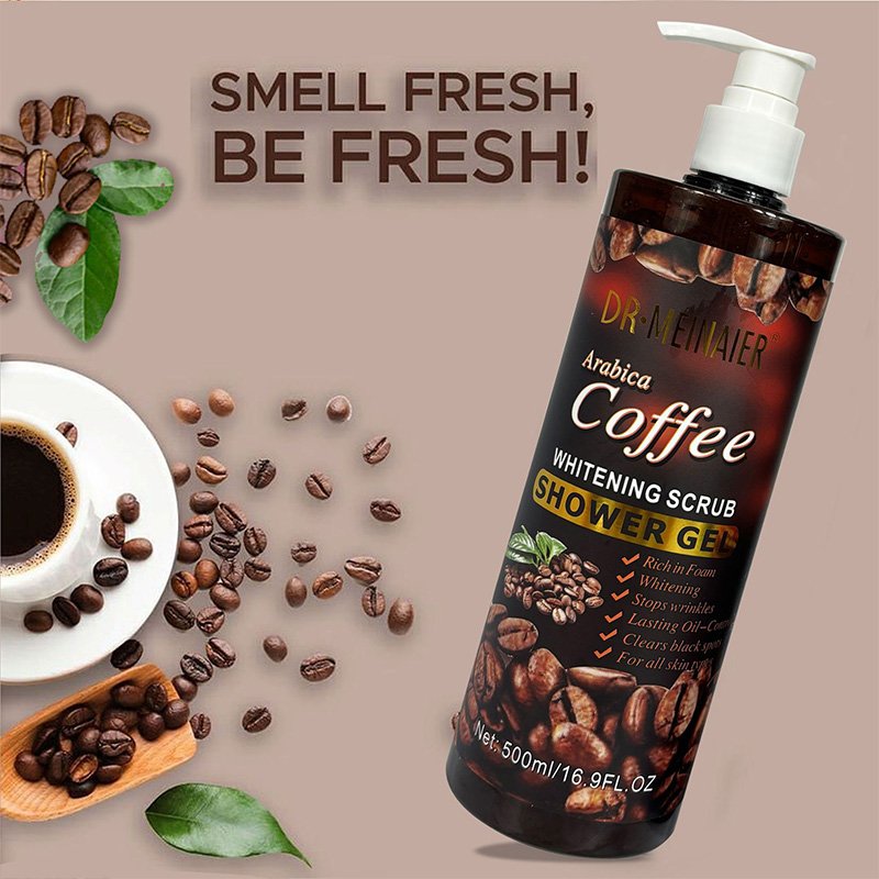 Organic Herbal Whitening Coffee Shower Gel 500ml Deep Cleansing Antioxidant Body Wash For Women Men