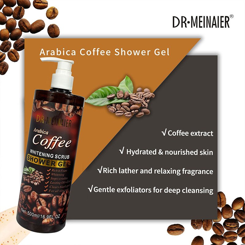 Organic Herbal Whitening Coffee Shower Gel 500ml Deep Cleansing Antioxidant Body Wash For Women Men