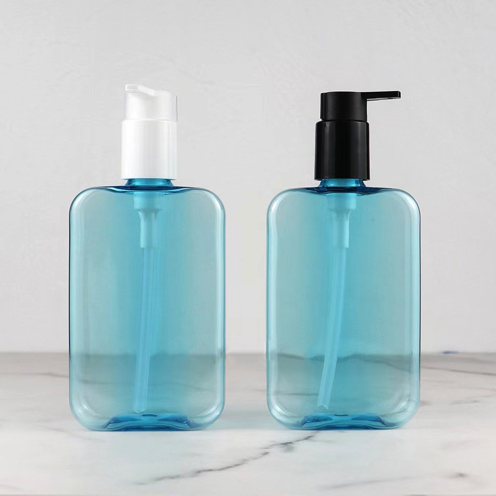 Manufacturer's best-selling square flat shower gel bottle lotion packaging empty bottle shampoo white 300ml 10oz shampoo bottle