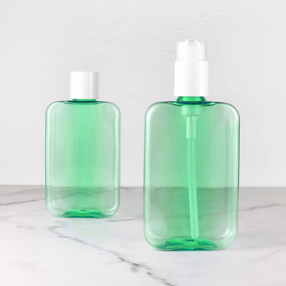 Manufacturer's best-selling square flat shower gel bottle lotion packaging empty bottle shampoo white 300ml 10oz shampoo bottle
