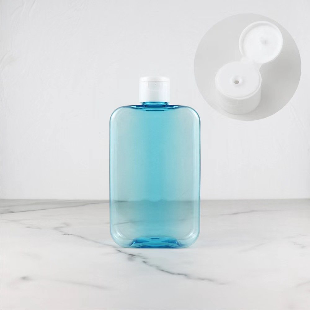 Manufacturer's best-selling square flat shower gel bottle lotion packaging empty bottle shampoo white 300ml 10oz shampoo bottle