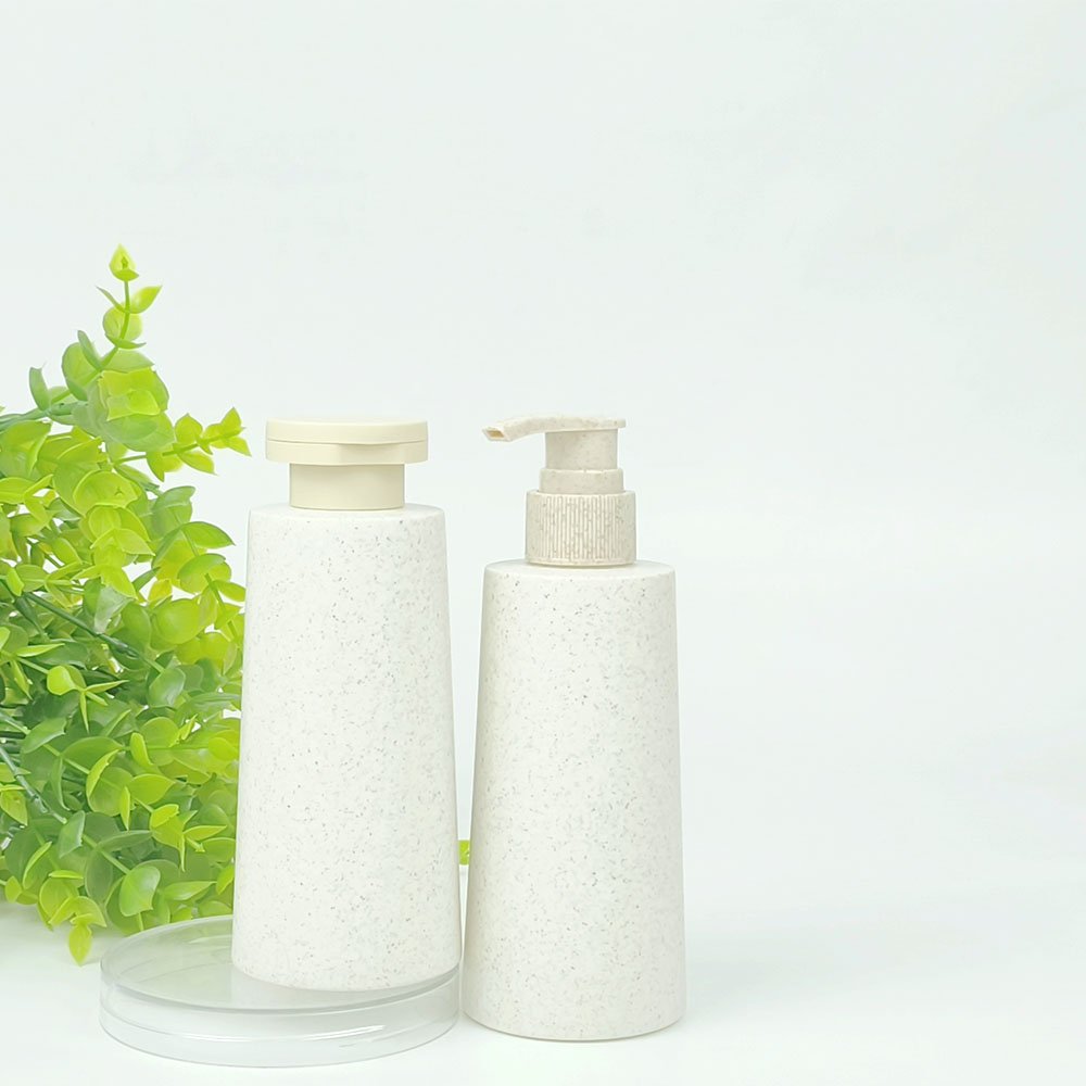 200ml Large Custom Biodegradable Wheat Straw Shampoo Shower Gel Bottles with Press Pump Screw Cap Sealing Type for Cosmetic Use