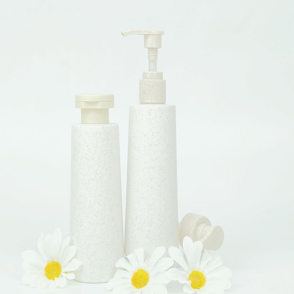 200ml Large Custom Biodegradable Wheat Straw Shampoo Shower Gel Bottles with Press Pump Screw Cap Sealing Type for Cosmetic Use