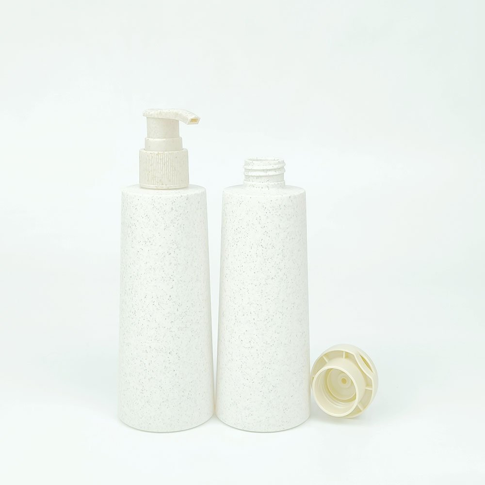 200ml Large Custom Biodegradable Wheat Straw Shampoo Shower Gel Bottles with Press Pump Screw Cap Sealing Type for Cosmetic Use