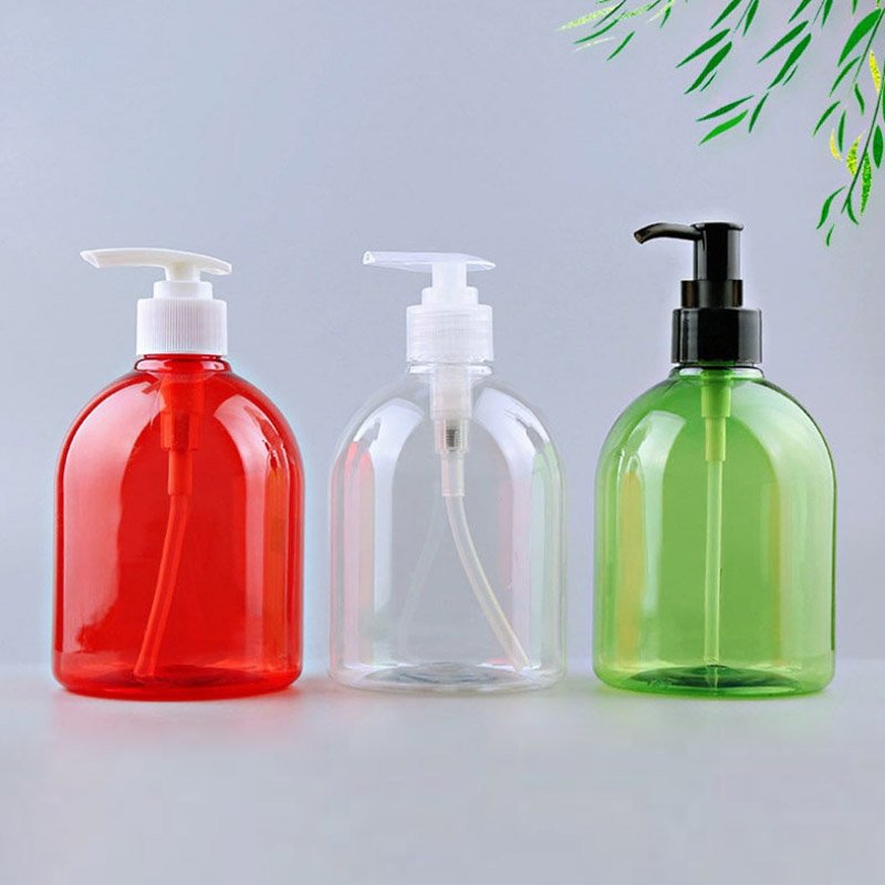 Clear PET Plastic Round Pump Bottle for Liquid Soap Hand Sanitizer - 250ml 500ml Transparent Shower Gel Body Wash Bottles