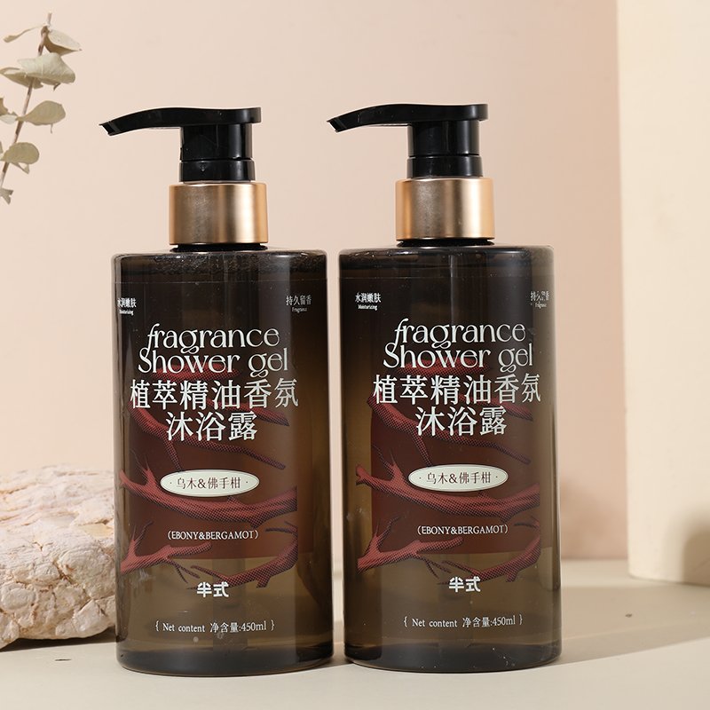 OEM Plant essential oil fragrance shower gel ebony rose and bergamot deep cleaning rich lathering moisturizing body wash