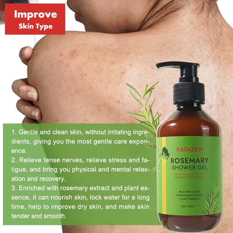 Private Label Skin care Products Natural Moisturizing Shower Gel Luxury Organic Body cleanser Rosemary Bath Shower Gel