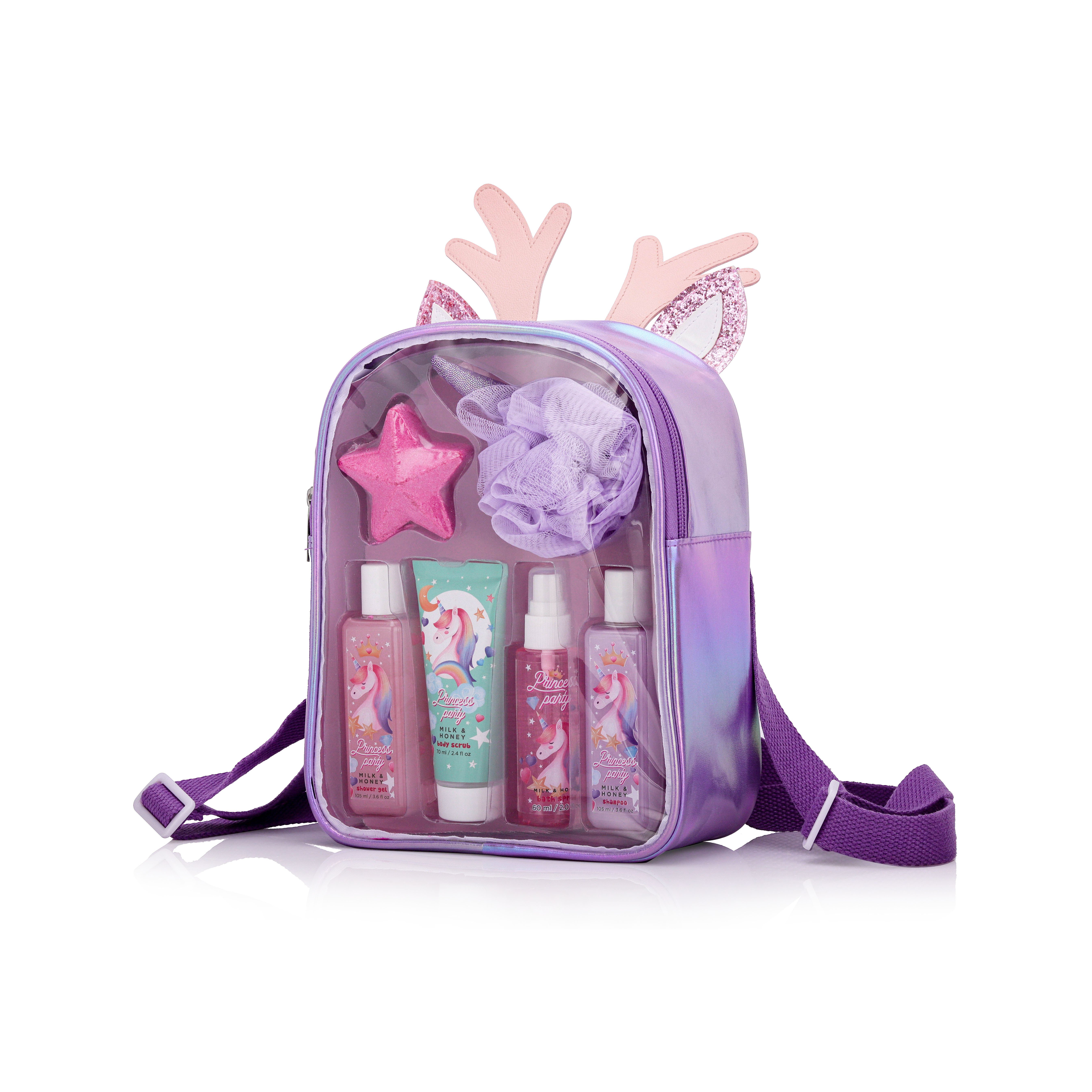Cute kid cartoon design shower gel shampoo body scrub mist bath bomb girl spa gift bath sets with bag