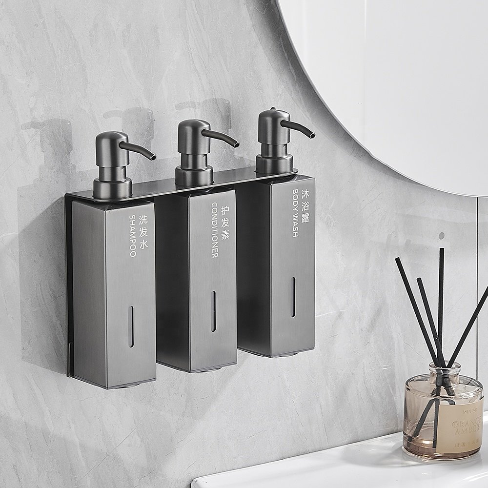 Hotel Customize Gold Mirror Wall Mount Shower Gel Shampoo Conditioner Liquid Soap Dispenser Holder With Visible Window