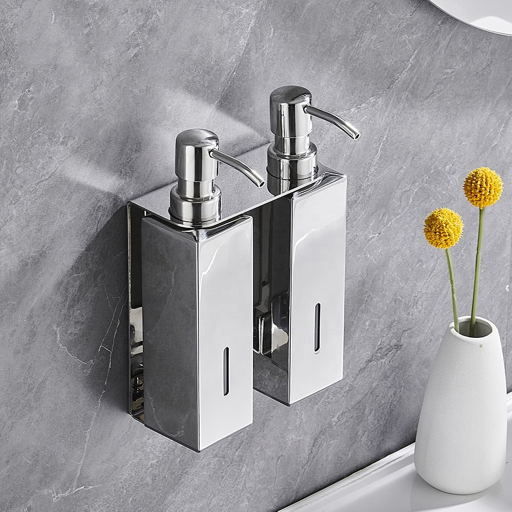 Hotel Customize Gold Mirror Wall Mount Shower Gel Shampoo Conditioner Liquid Soap Dispenser Holder With Visible Window