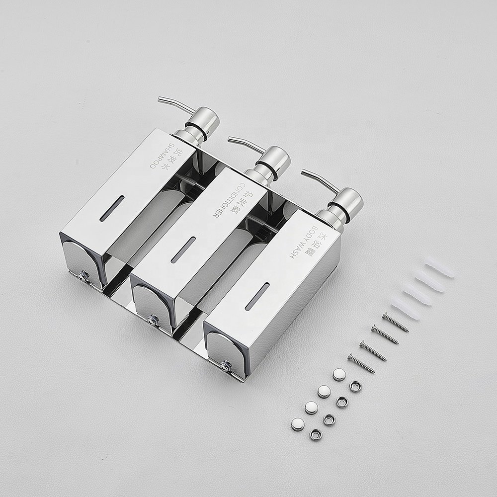 Hotel Customize Gold Mirror Wall Mount Shower Gel Shampoo Conditioner Liquid Soap Dispenser Holder With Visible Window